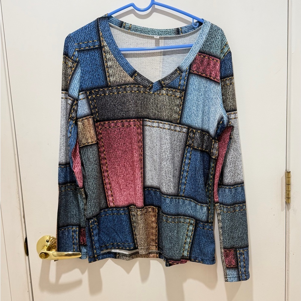 Patchwork Long Sleeve Top